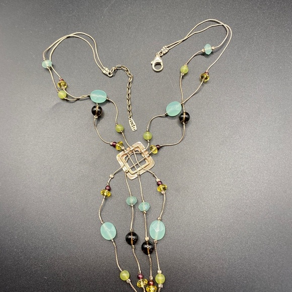 NETA .925 Silver Boho Crystal Beads Artisan Designed Necklace - Picture 9 of 12